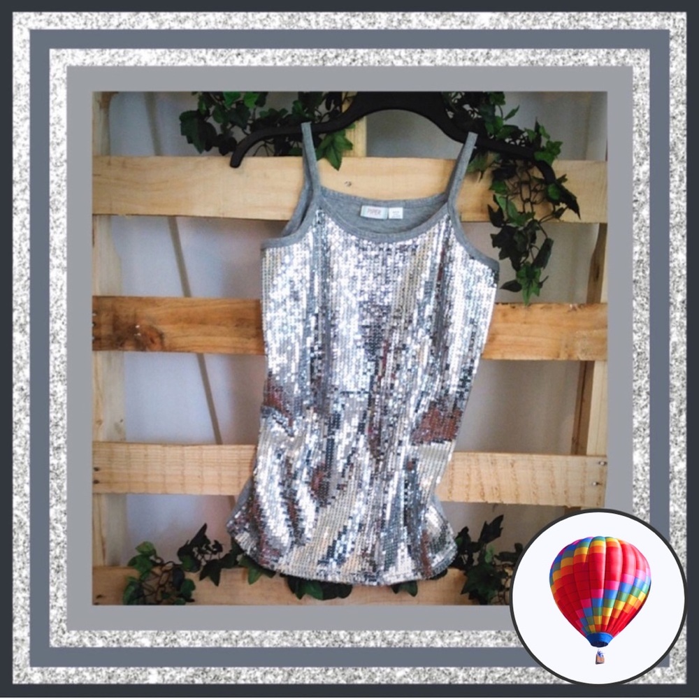 3/$18 - Piper Silver Sequin Tank Top